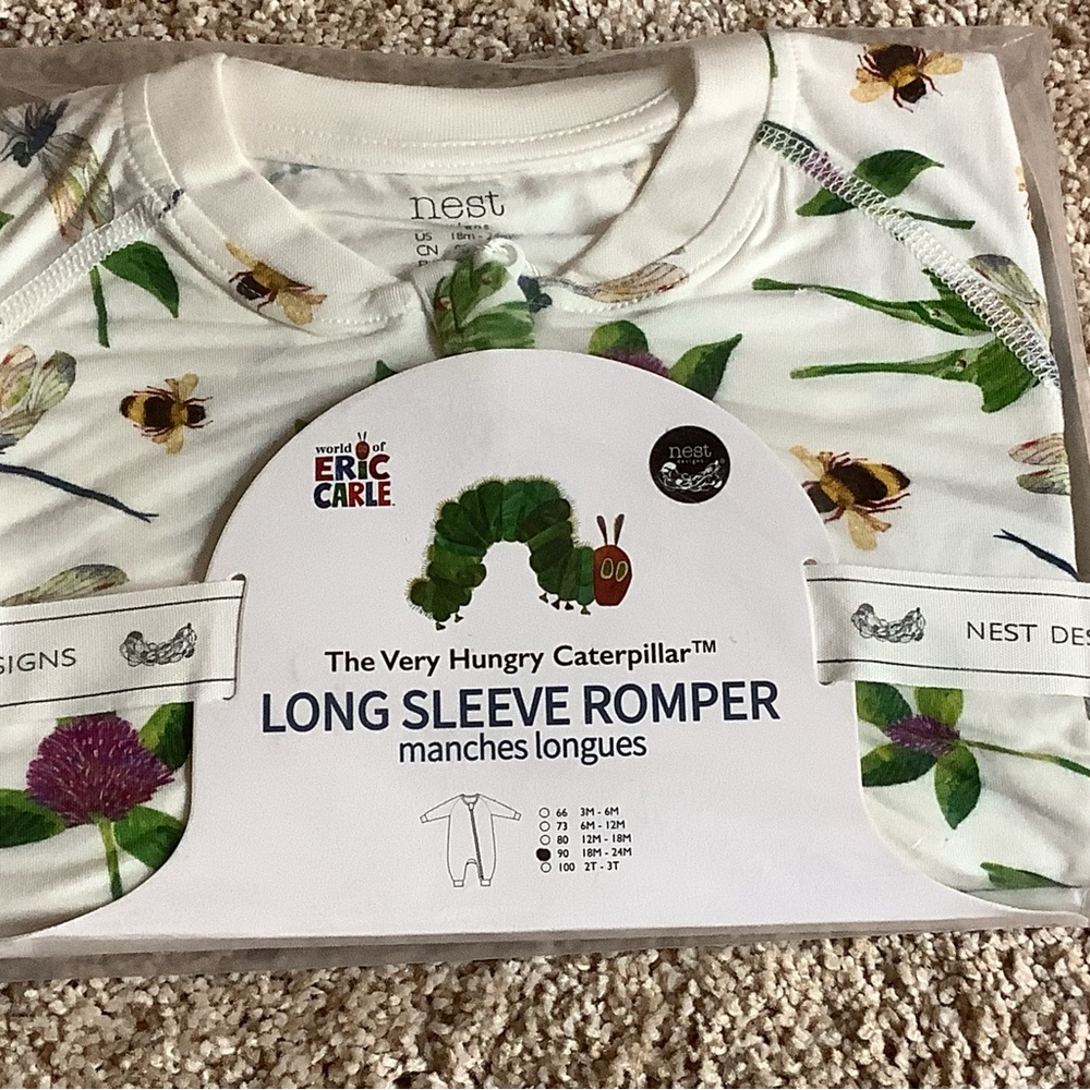 The Very Hungry Caterpillar Long Sleeve Romper With A Ruffle Butt